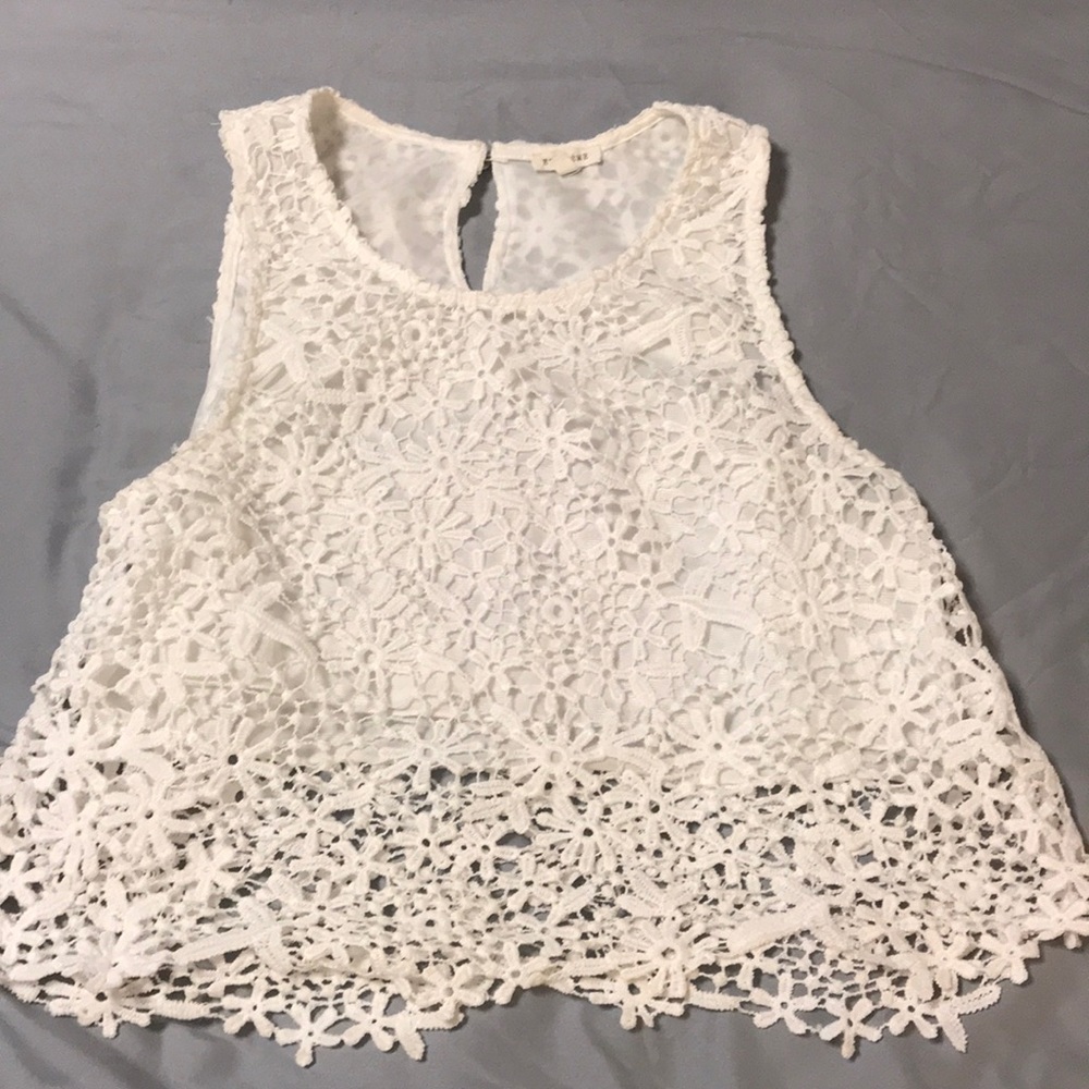White lace crop top
